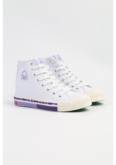 Benetton Bn-70021 - 3374 Beyaz Lila - Kadın Spor Ayakkabı 001