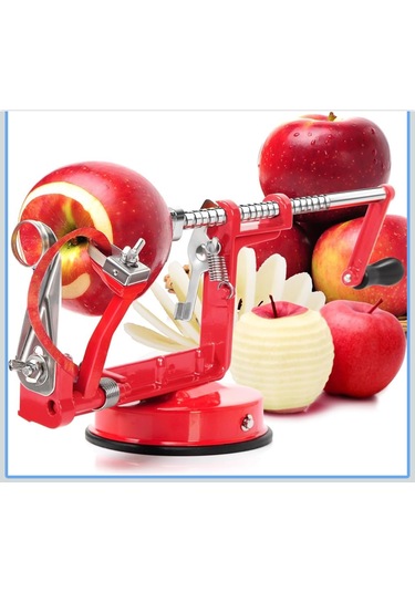 3 Ü 1 Arada Çok Fonksiyonlu Meyve Aleti, Güçlü Emici Taban Ve Paslanmaz Çelik Bıçaklar Kırmızı