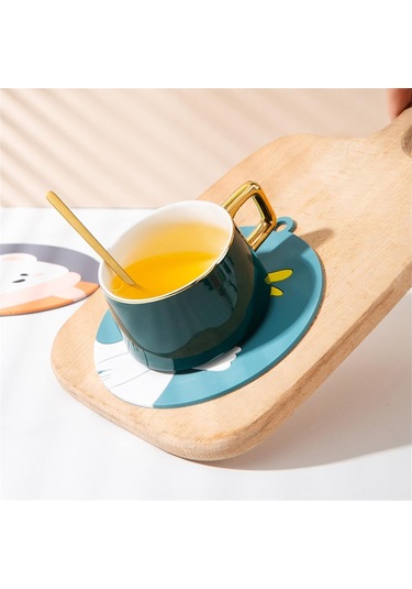 Konesam Küçük Kaliteli Tavuk Desenli 15cm Silikon Isı Yalıtımcı Tabak Altlığı Mutfak Masa Koruyucu Açık Gri