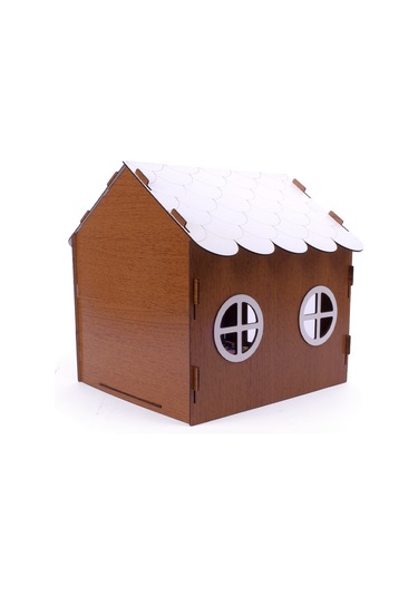 Ahşap Özel İsim Baskılı Dekoratif Kedi Evi-kulübesi, Kediler İçin Kulübe, Kedi Kulübesi Ceviz