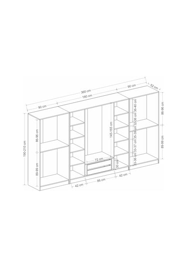 Kale 8 Bölmeli 2 Çekmeceli Giyinme Dolabı Kumtaşı 190cm Kumtaşı