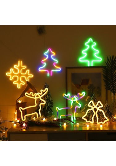 Tongxida Noel Duvar Işıkları, Ağaç Renkli Monte Süsler, Neon Işıkla Aydınlatma Diğer