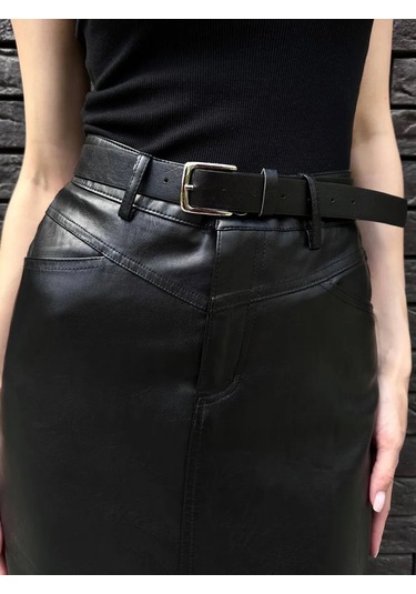 Budad Yırtmaçlı Siyah Deri Maksi Kalem Etek 246347820 Siyah