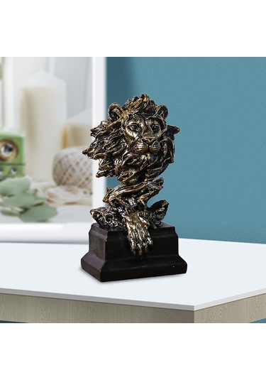 Suntek Magideal Aslan Kafası Heykeli El Sanatları Masa Süsleme Bronz