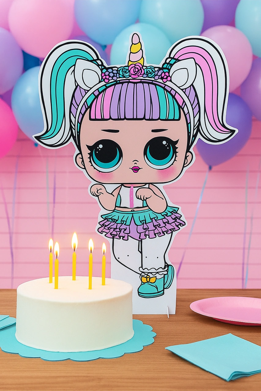 Ayaklı Pano Lol Bebek Unicorn Temalı 50x30 Cm Doğum Günü Masa Dekoru Oda Süsü Diğer