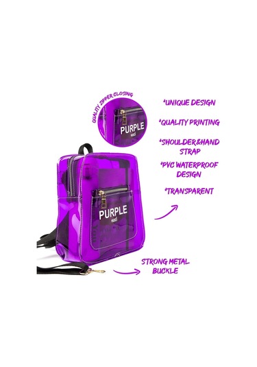 Renkli Şeffaf Mini Sırt Çantası Mor