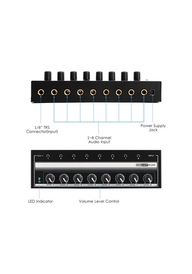 Hfambition 8 Yollu Kulaklık Amplifikatörü Ha800 - Kulaklık Dinleme Güçlendirici Avrupa Standartı