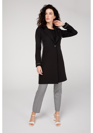 Erkek Yakalı Kaz Ayak Desen Kombinli Pantolon Ceket Takım Siyah