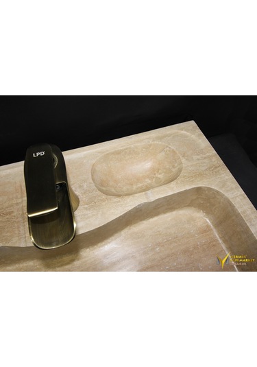 Traverten Sabunluklu Batarya Çıkışlı Eviye