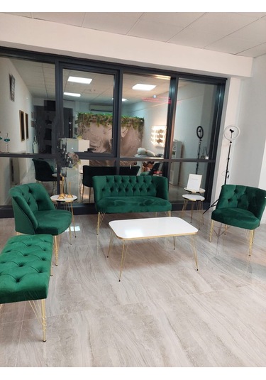 Yesil Babyface Metal Ayak Cay Seti 2 1 1 Puf Hediye