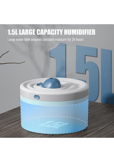 Aubyhe Usb Şarjlı Mavi Balina Nispetli Nemlendirici, 1.5l Büyük Kapasite, Sürekli/aralıklı Buhar Modu, 20db Sessiz Çalışma, Gece Lambası, Ofis/ev lik
