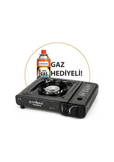 Tekli Portatif Kamp Ocak Gaz Stop Emniyetli 1 Adet 227 Kartuş Siyah