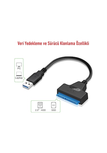 4469 Usb 3.0 Yüksek Hızlı 2.5" Sata SSD ve HDD Harddisk Kablosu