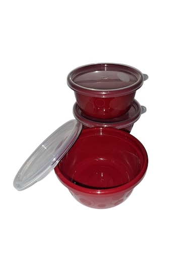 Tick Tock Hava Sızdırmaz Saklama Kabı Kırmızı 3'lü Set 3 x 250 ML Kırmızı
