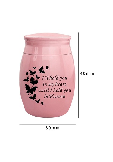 Homyl Çinko Alaşım Pet Urns Konteyner Kavanoz Kelebek-pembe Altın