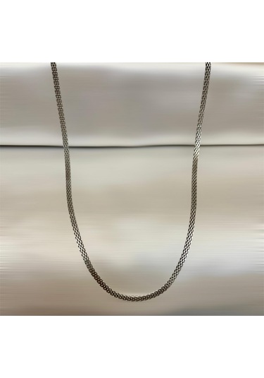 Silver Renk Hasır Örme Çelik Kolye 65 Cm 3mm Silver