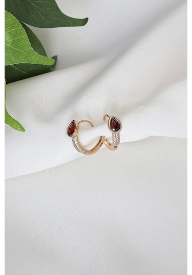 Bordo Safir Zirkon Taşlı Xuping Küpe Çok Renkli