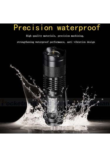 MSO Cree Q5 Led Ampül Mercekli Zoom El Feneri Siyah