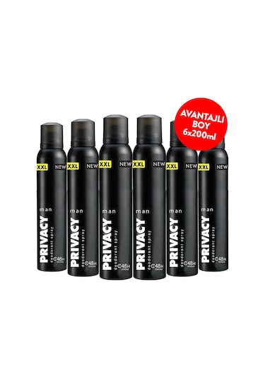 Privacy Man Erkek Sprey Deodorant 6x200 Ml