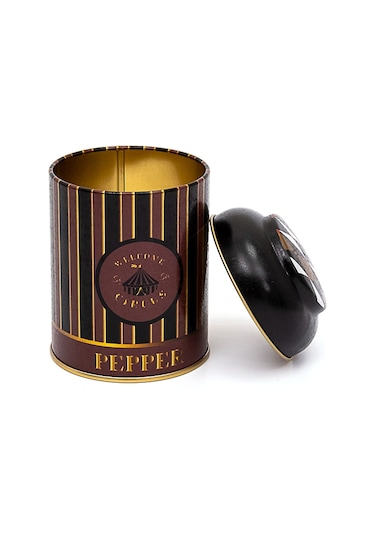 Circus Pepper Desenli Yuvarlak Metal Kutu, 9 X 11 Cm, 0.6 Lt