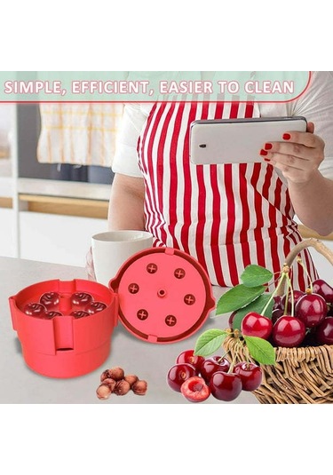Dofolink 6 Lü Kiraz Çekirdek Kaldırıcı, Kolay Basma Mekanizması, Temiz Ve Dayanıklı Plastik Mutfak Aleti