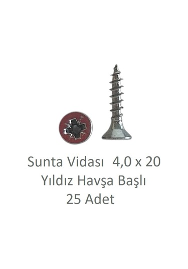 Adilon Sunta Vidası, 4,0 X 20 Mm, 25 Adet, Yhb Vida 4 x 20
