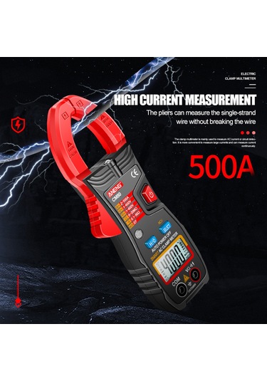 Maiyame Aneng Cm80 Akıllı Tokalı Ampermetre - Otomatik Aralık, 500a Akım, 4000 Sayım, Lcd Işıklı, Ncv Algılama Kırmızı