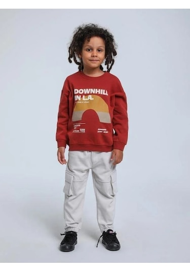 Jack Lions Erkek Bebek Downhill Yazılı Sweatshirt-14342 Kiremit