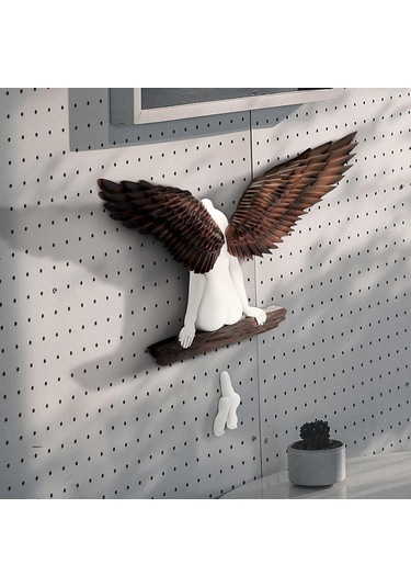 Homyl Reçine Melek Kanatları Sanat Heykeli Duvar Dekoru Dıy 20 Santimetre