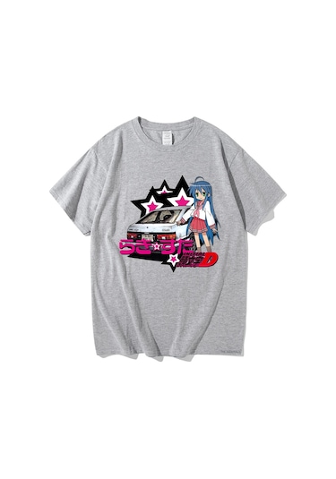 Ssentıal Anime Şanslı Yıldız Konata Karikatür T-shirt - Unisex Pamuk Manga Baskılıaltınerkek Altın