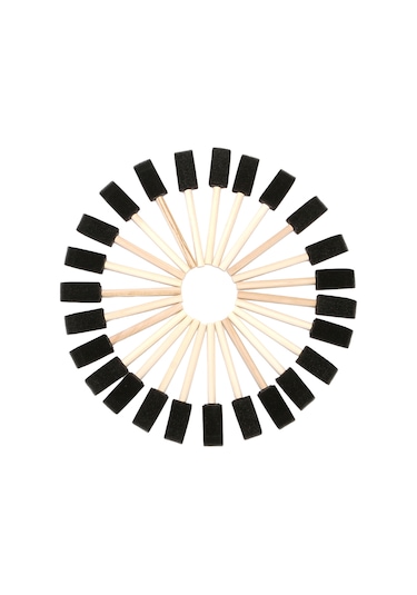 Vkemall Çocuklar İçin 25'li Ahşap Saplı Sünger Boyama Fırçası Seti - Yaratıcı Dıy Sanat Aktivitesi