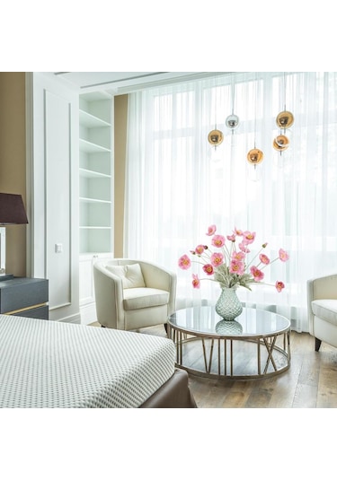 Yapay Çiçek Gelincik Çiçeği Gülkurusu Renk 3 Çiçek 1 Tomurcuk 59cm Pembe