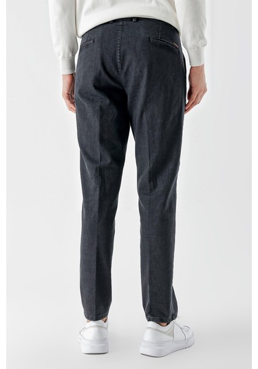 Morven Erkek Siyah Pamuk Yan Cep Dynamic Fit Chino Pantolon Siyah