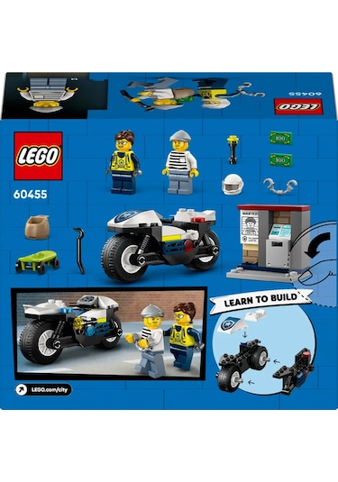 LEGO® City Polis Motosikleti Takibi 60455 - 4 Yaş ve Üzeri Çocuklar için Yaratıcı Oyuncak Yapım Seti (65 Parça)