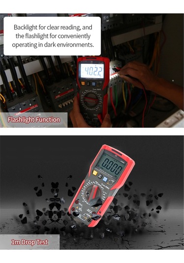 Unı-t Ut89x Yüksek Doğruluk El Mini Siyah Kırmızı Dijital Multimetre