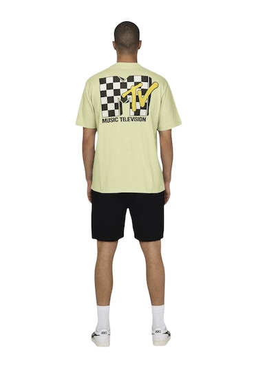 Only Erkek O Yaka T-shirt 22029523 Limon