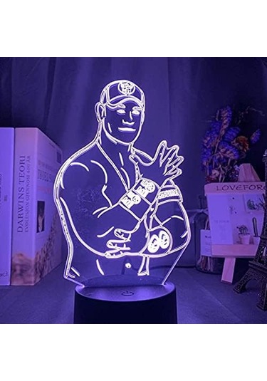 Güreş Yıldızı Karakter Gece Lambası 3d Gece Lambası Led Gece Lambası 3d İllüzyon Gece Işıkları Noel Hediyesi İçin Renk Değiştiren Masa Lambası 7 Renk Çok Renkli