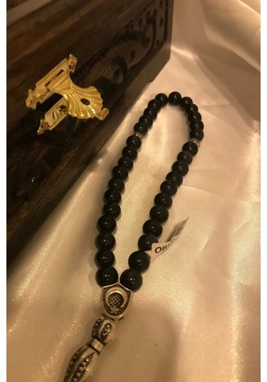 Tespih Obsidyen Doğal Taş Tesbih Gümüş İmameli Aura Taşı Ahşap Kutulu 6mm Çok Renkli