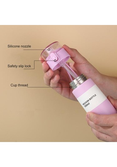 Gri 150/250 Ml Yalıtımlı Bardak Sızdırmaz Tek Tuşla Açılan Silikon Meme Taşınabilir Uzun Ömürlü Yalıtım Paslanmaz Çelik Termal Kupa 150ml