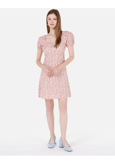 Colins Slim Fit Kadın Pembe Kısa Kol Elbise Cl1069057 Q1.v2 Pın Pembe