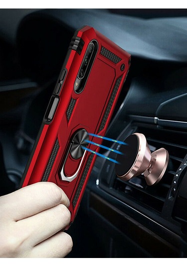 Huawei P30 Lite Kılıf Vega Tank Yüzüklü Standlı Silikon Koruma