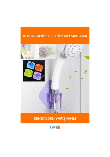 Kendinden Yapışkanlı Duş Başlığı Organizeri Çok Renkli