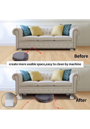 Qingmipy Masa Dolap Koltuk Yüksekliği Artırıcı Ayaklıklar - Kare 4 Adet 60x52mm Beyaz - Karbon Çelik Temel - Temizlik Ve Depolama Alanı Artırıcı