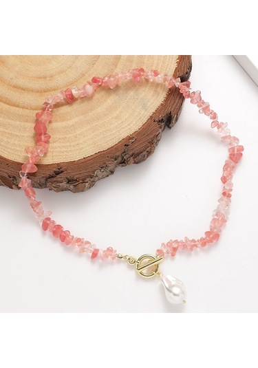 Boho Renkli Kırık Doğal Taş Kolye, Model: N2105-20 Mavi-yeşil Taşlar Çok Renkli