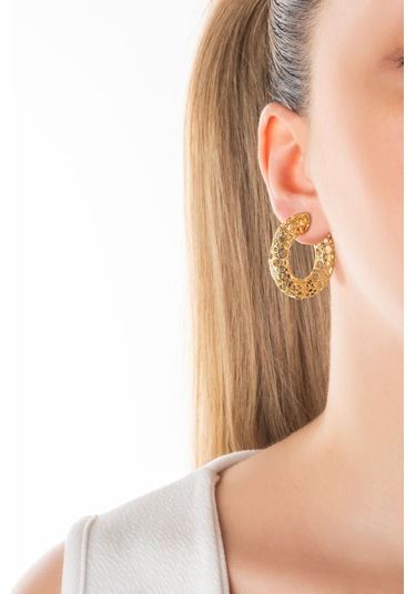 Antik Roma 18 Ayar Sarı Altın Kaplama Gümüş Halka Küpe Sarı