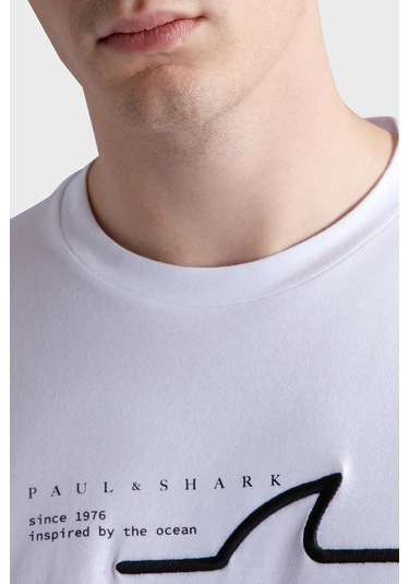 Paul & Shark Erkek T Shirt 24411053 010 Beyaz Beyaz