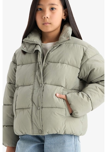 Defacto Kız Çocuk Su Geçirmez Fermuarlı Şişme Mont E8608a825augn1110 Yeşil