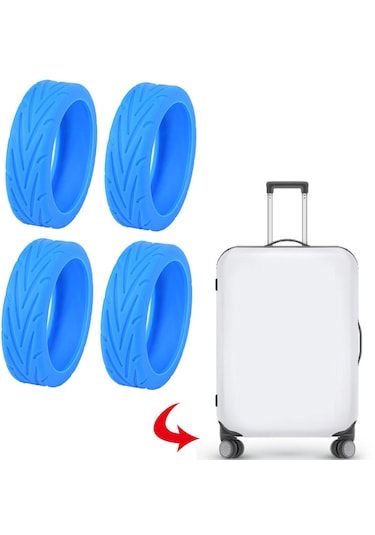 Homyl 4 Parça Bavul Tekerleği Için Sessiz Silikon Koruyucu Mavi