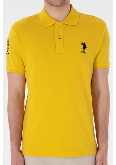 U.S. Polo Assn. Erkek Slim Fit Polo Yaka Sarı Basic Tişört 50305929-VR094