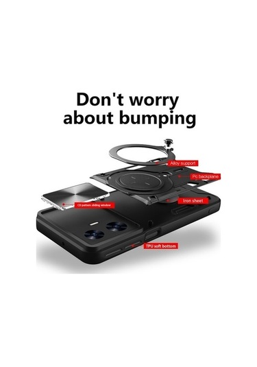 My Topped Realme C55 4g Tpu+pc Kılıf, Manyetik Tutucu, Cam Korumalı, Lens Koruma, Tam Uyumlu Kılıf